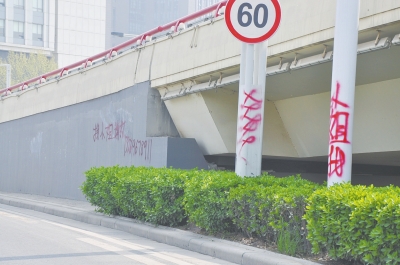 電線桿、立交橋等被噴涂，嚴(yán)重影響了市容。