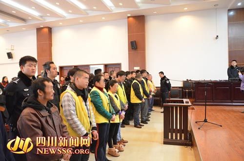 胡寶寶（右四）等接受集中宣判。