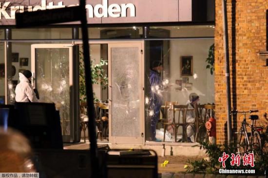 圖為丹麥咖啡館槍擊案現(xiàn)場。