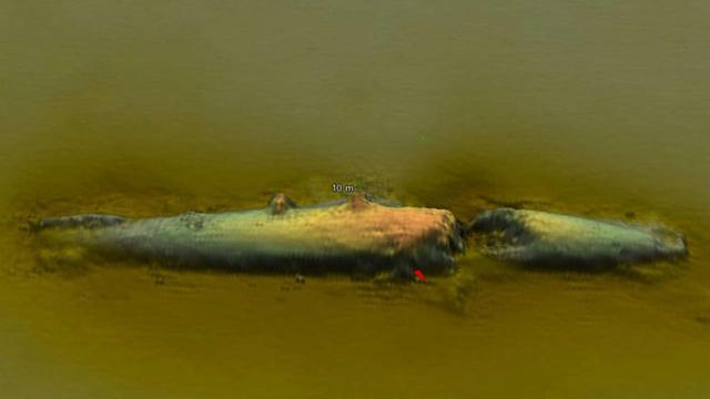 圖為U-78潛艇的聲納掃描圖。