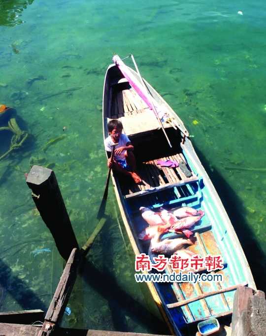 漁船上的孩子。