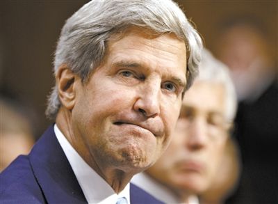 3日，克里在參院聽證會上。