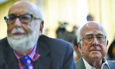 比利時科學(xué)家恩勒特（左）和英國科學(xué)家希格斯（右）有望獲得諾貝爾物理學(xué)獎。