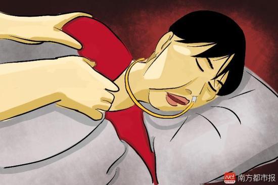 妻子張津華再?zèng)]能醒來，這個(gè)正處盛年、愛美又能干的女人變?yōu)榱酥参锶耍诖采弦惶删拍?，容顏已枯朽。（畫作者：羅逸爵）