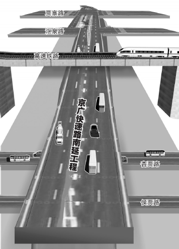 在與南四環(huán)交叉口設(shè)置全互通立交，跨越豫一路、中州大道后和繞城高速銜接，在中州大道和繞城高速建設(shè)組合立