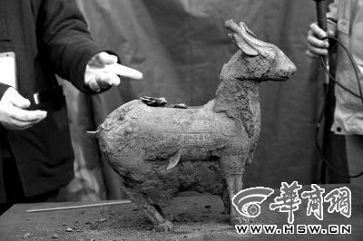 一件似羊似鹿的犧尊華麗亮相，可愛的造型“萌翻”現(xiàn)場。