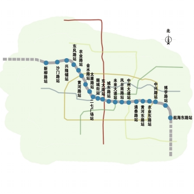 鄭州地鐵3號線站點(diǎn)示意圖　扈森制圖