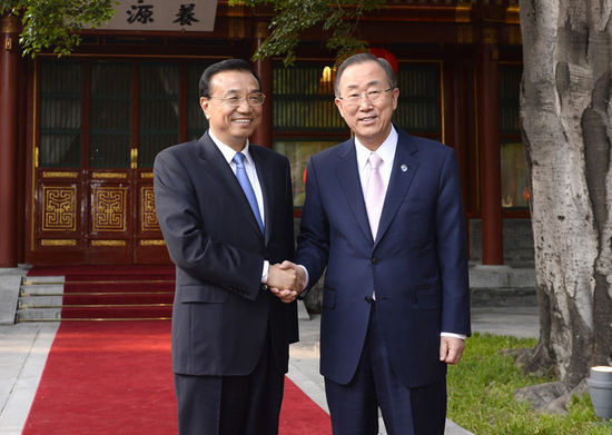 國務(wù)院李克強(qiáng)會見聯(lián)合國秘書長潘基文