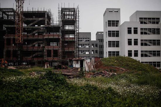 2014年7月11日，安徽省宿州市蕭縣，荒棄的政府新辦公樓前荒草一片。 澎湃新聞 楊一 圖